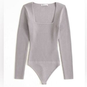 NWT Abercrombie Gray Lavender purple Long Sleeve Ottoman Bodysuit XS